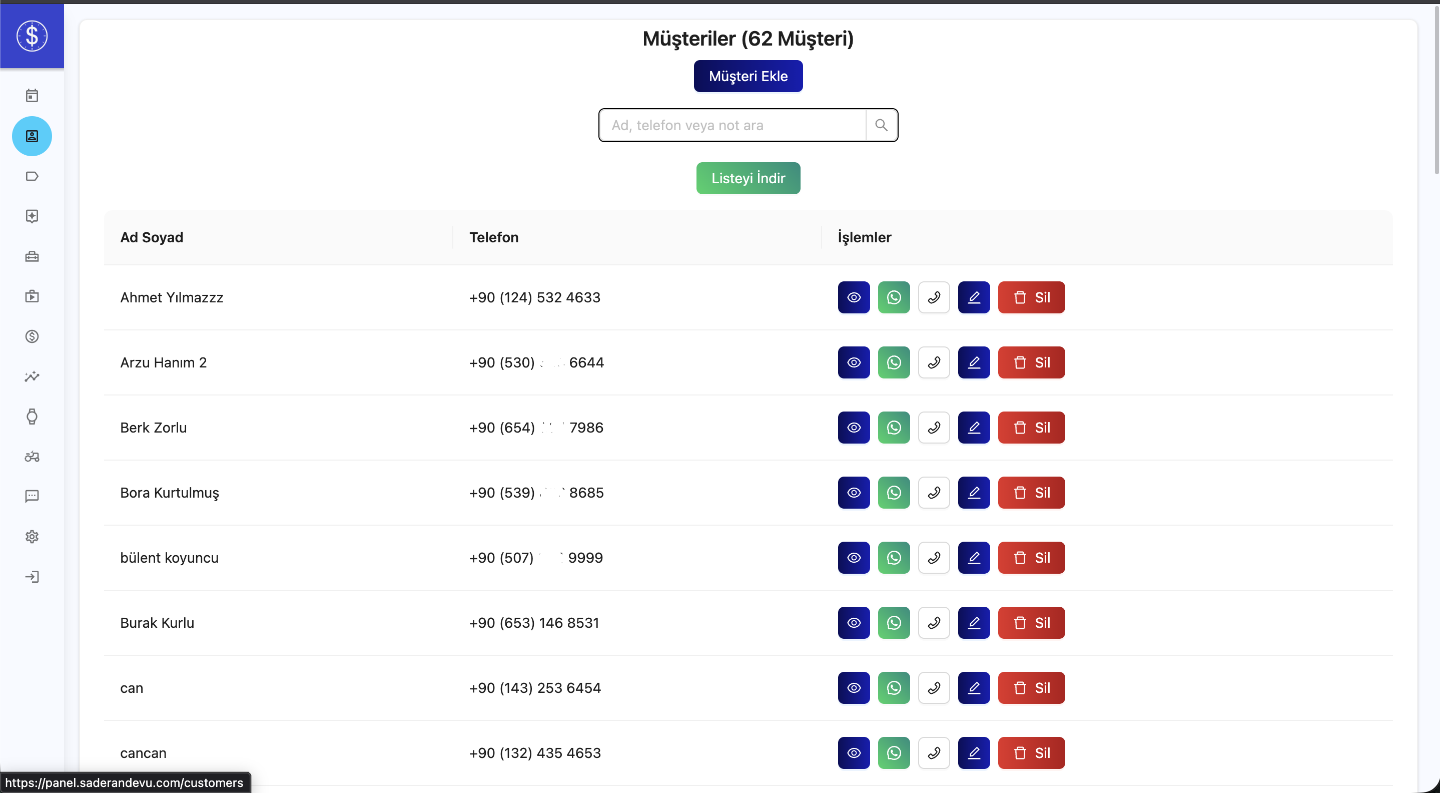 Müşteriler Sayfası